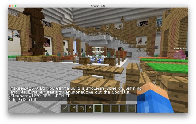 The museum's atrium, created in Minecraft by kids.