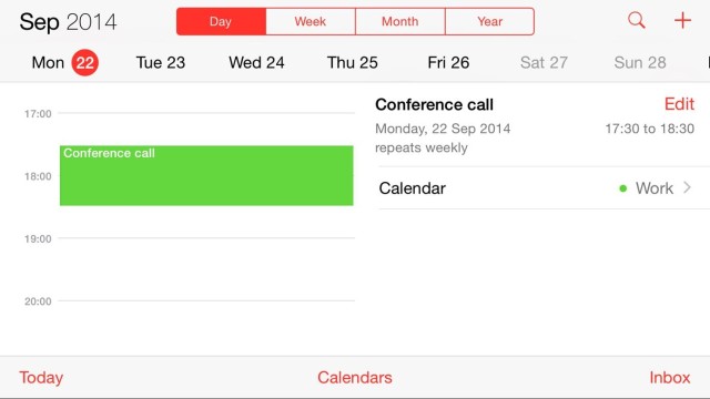The new Calendar view for the 6 Plus. Screenshot: Killian Bell/Cult of Mac.