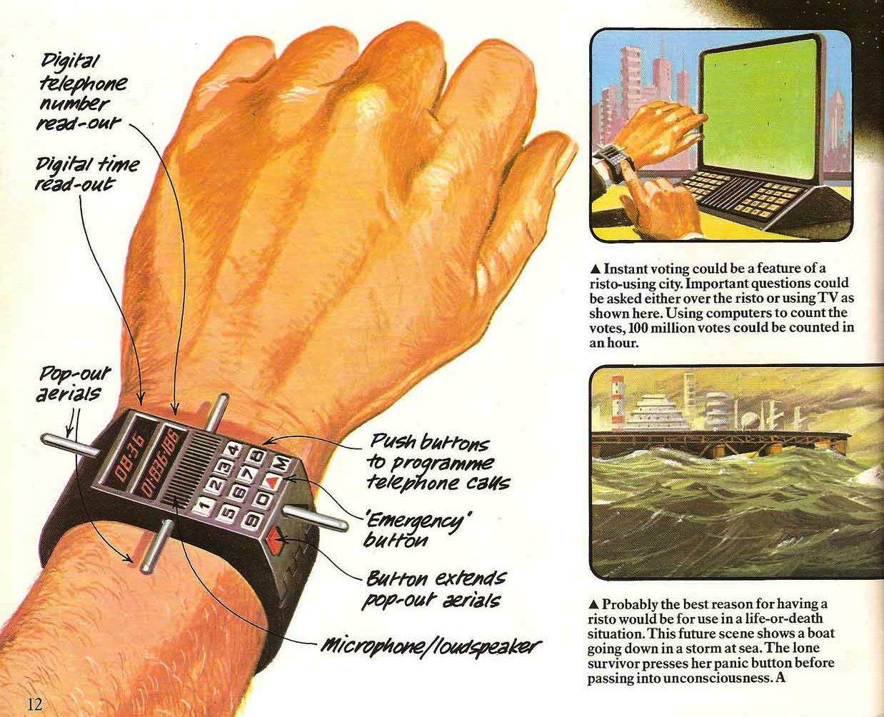 The Pulsar might have been the reality of digital watches around the time that Apple started, but what was predicted by the age’s futurists? The 1979 Usborne book Future Cities: Homes & Living Into the 21st Century describes the arrival of 