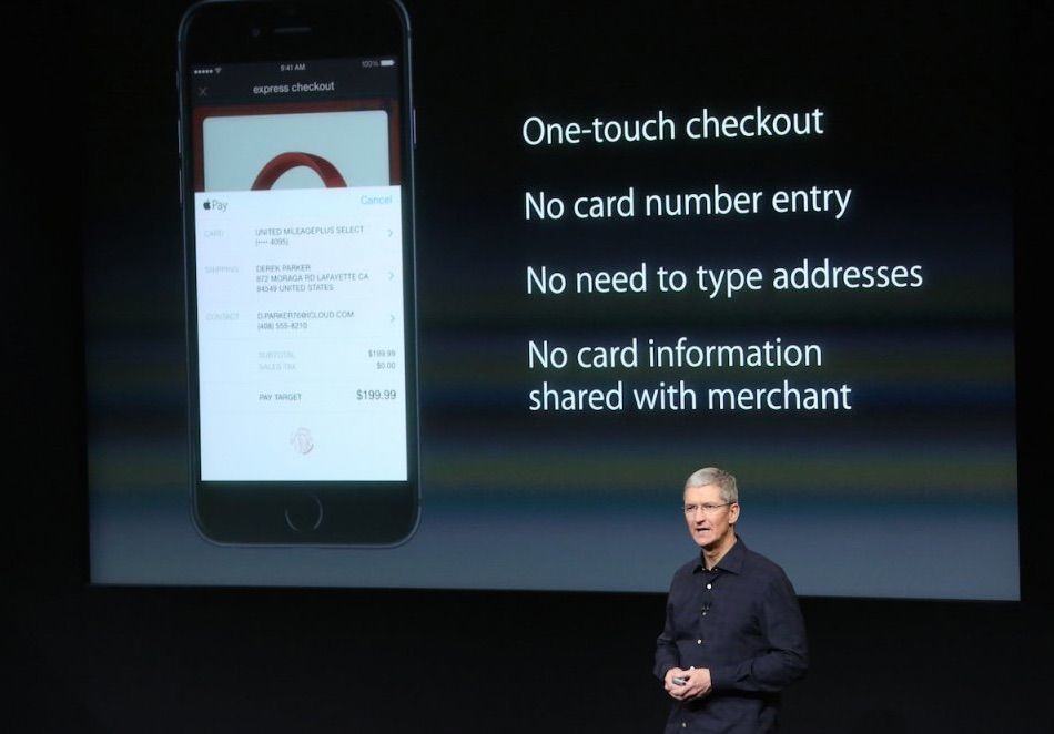 Tim Cook introducing Apple Pay. Photo: Apple