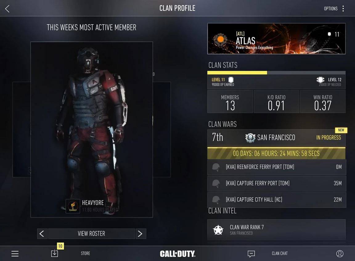 Manage your Clan Wars with the Advanced Warfare companion app. Screenshot: Google Play