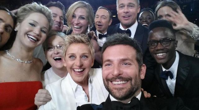 The star-studded selfie at the 2014 Academy Awards that broke Twitter records. 