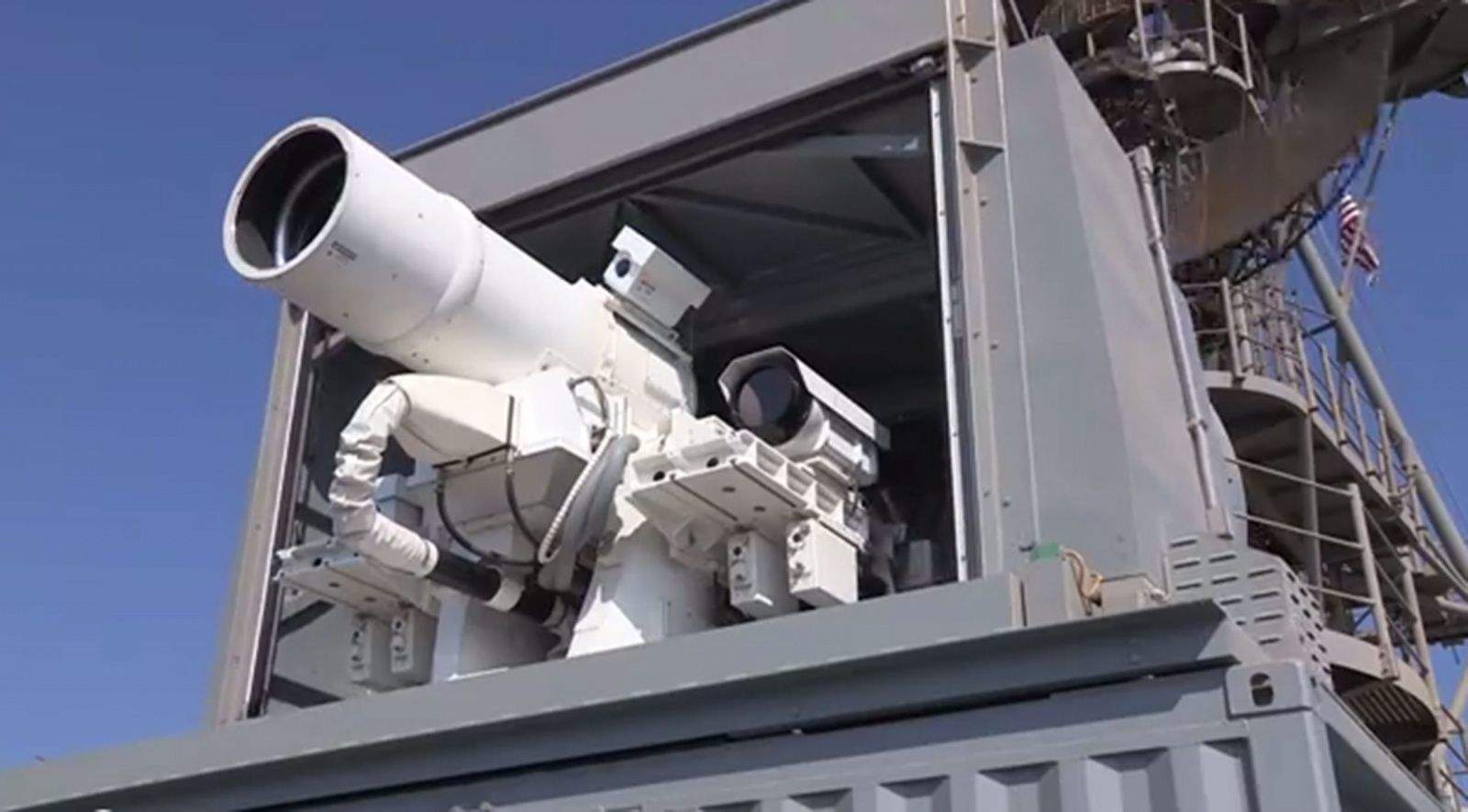 USS Ponce has U.S. Central Command's blessing to defend itself with this laser weapon.  (U.S. Navy video)
