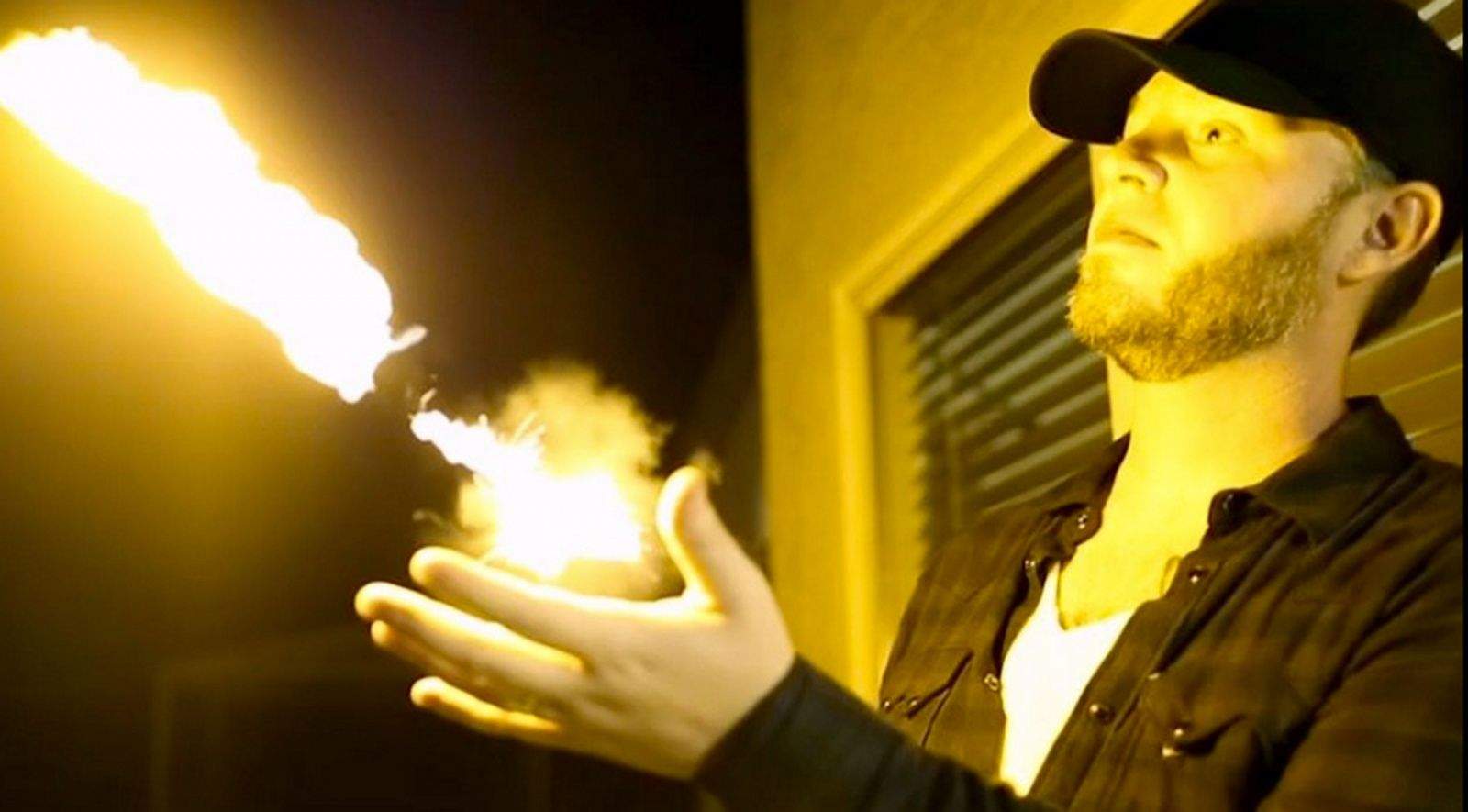 The PYRO Fireshooter puts shooting fireballs in the palm of your hand. Screen grab from ellusionist.com