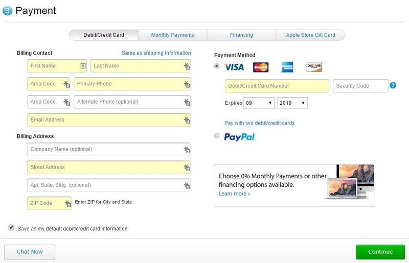 You can now buy an iPhone or Mac from Apple.com using PayPal. Screenshot: iMore