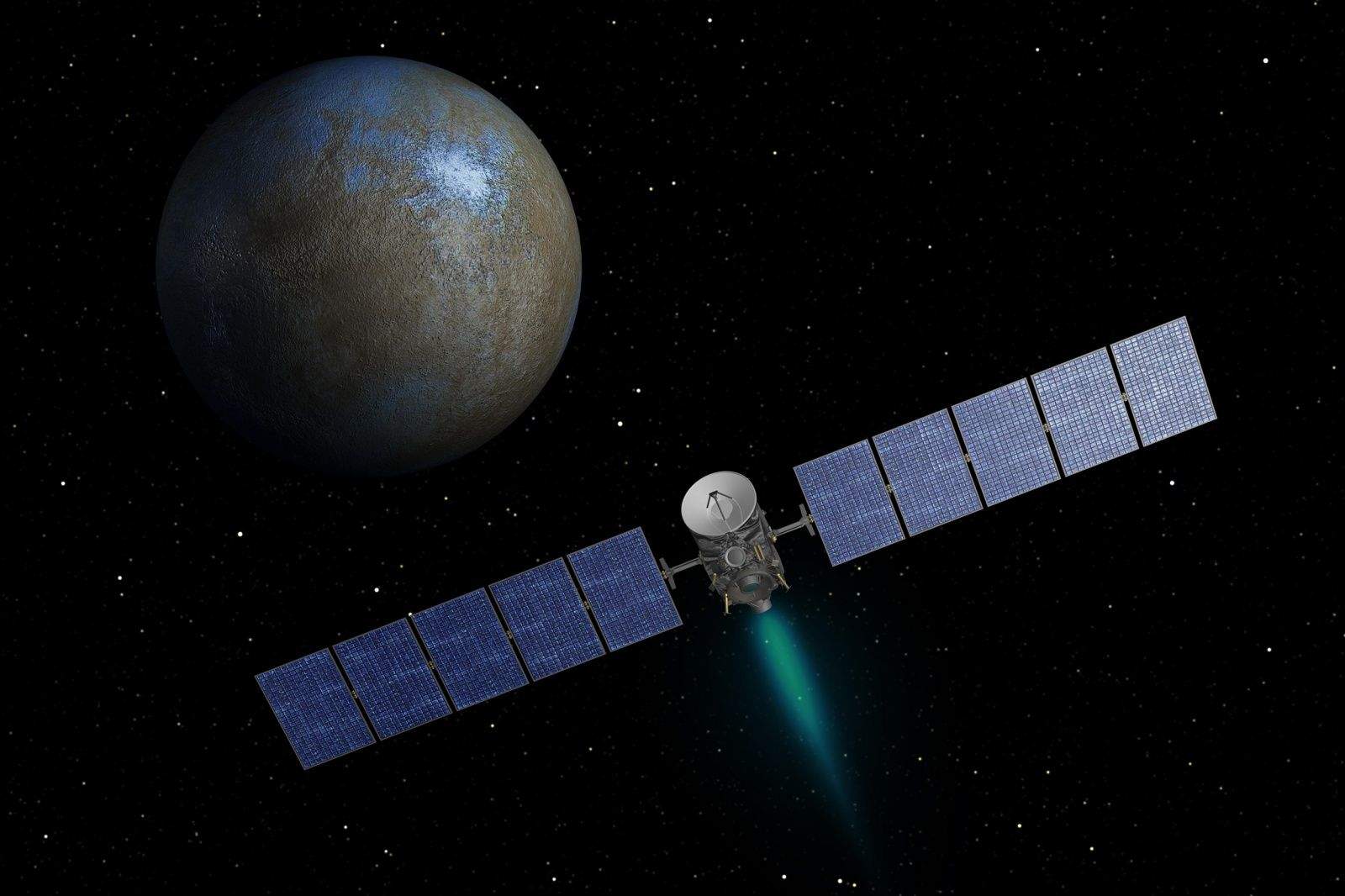 An illustration of Dawn reaching the dwarf planet Ceres. Illustration: NASA