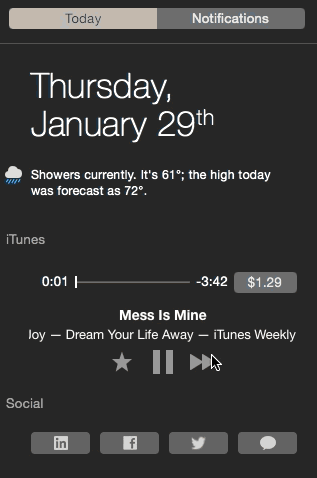 iTunes 12.1 gives Yosemite a new widget. Photo: Buster Hein/Cult of Mac
