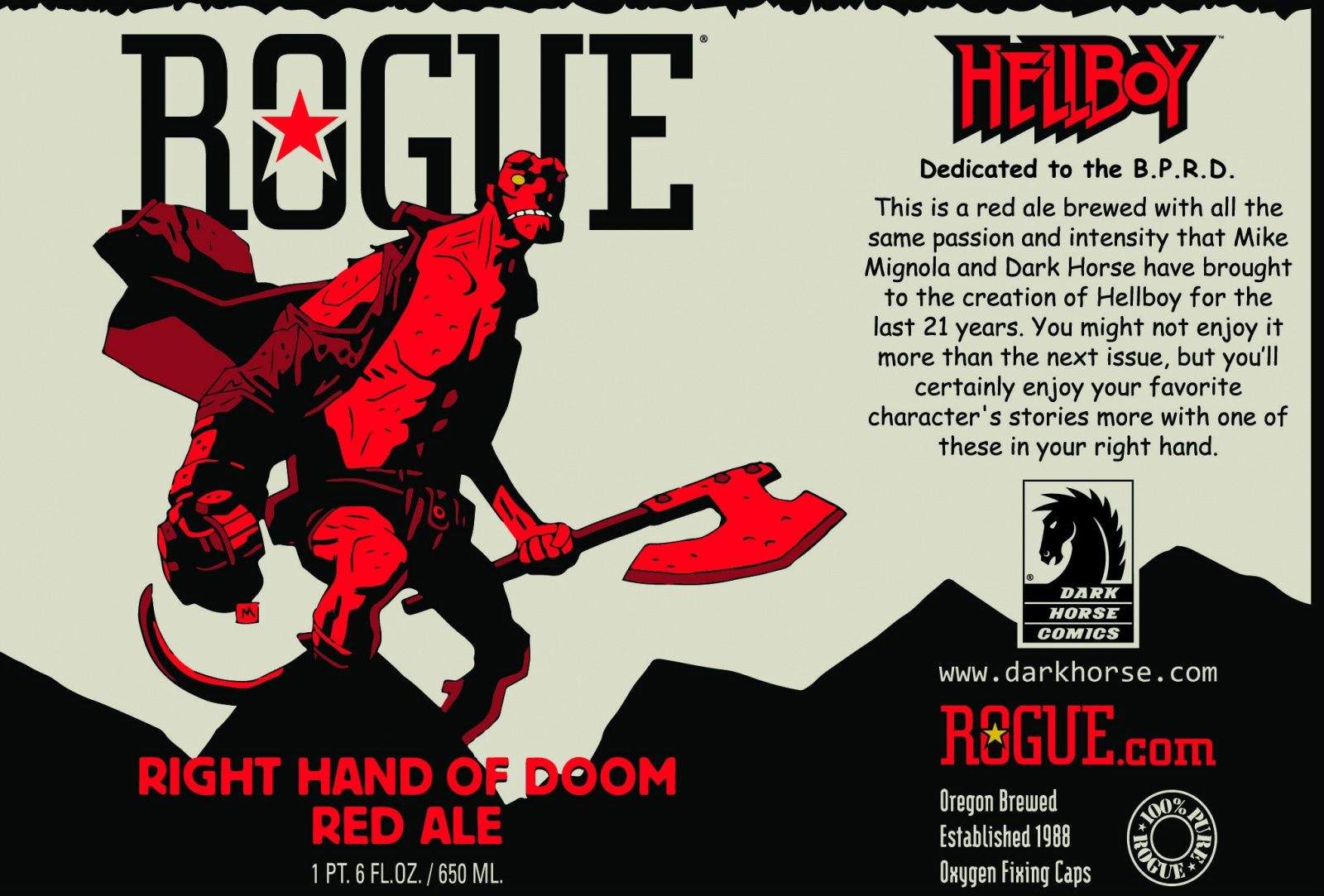 Hell yes! Rogue's devilish Right Hand of Doom Red Ale looks worthy of Hellboy. Photo: Rogue Ales