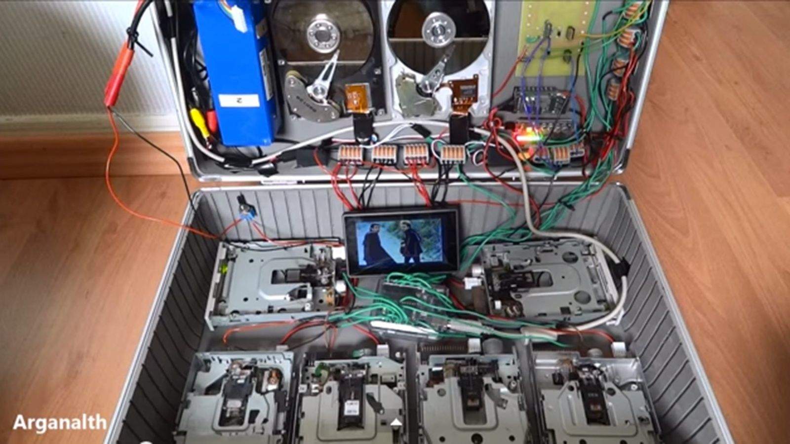 Arganalth makes music with hold floppy and hard drives. Photo: Arganalth/YouTube