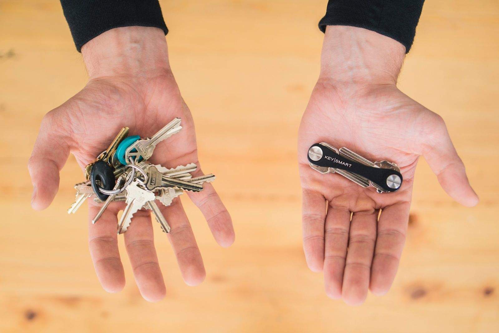 Key Smart, right, removes the bulk from your pocket and organizes your keys  into a slim handle. Photo: Key Smart