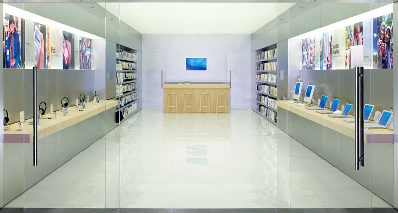 The typical design for an Apple Mini-Store. Wave goodbye! Photo: Apple
