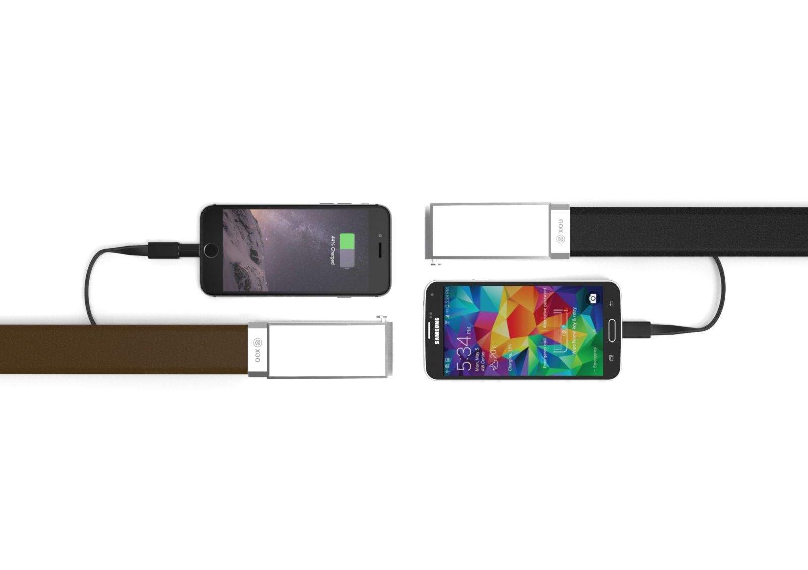 The XOO Belt contains a flexible lithium ceramic polymer batter that charges your smart phone. Photo: XOO