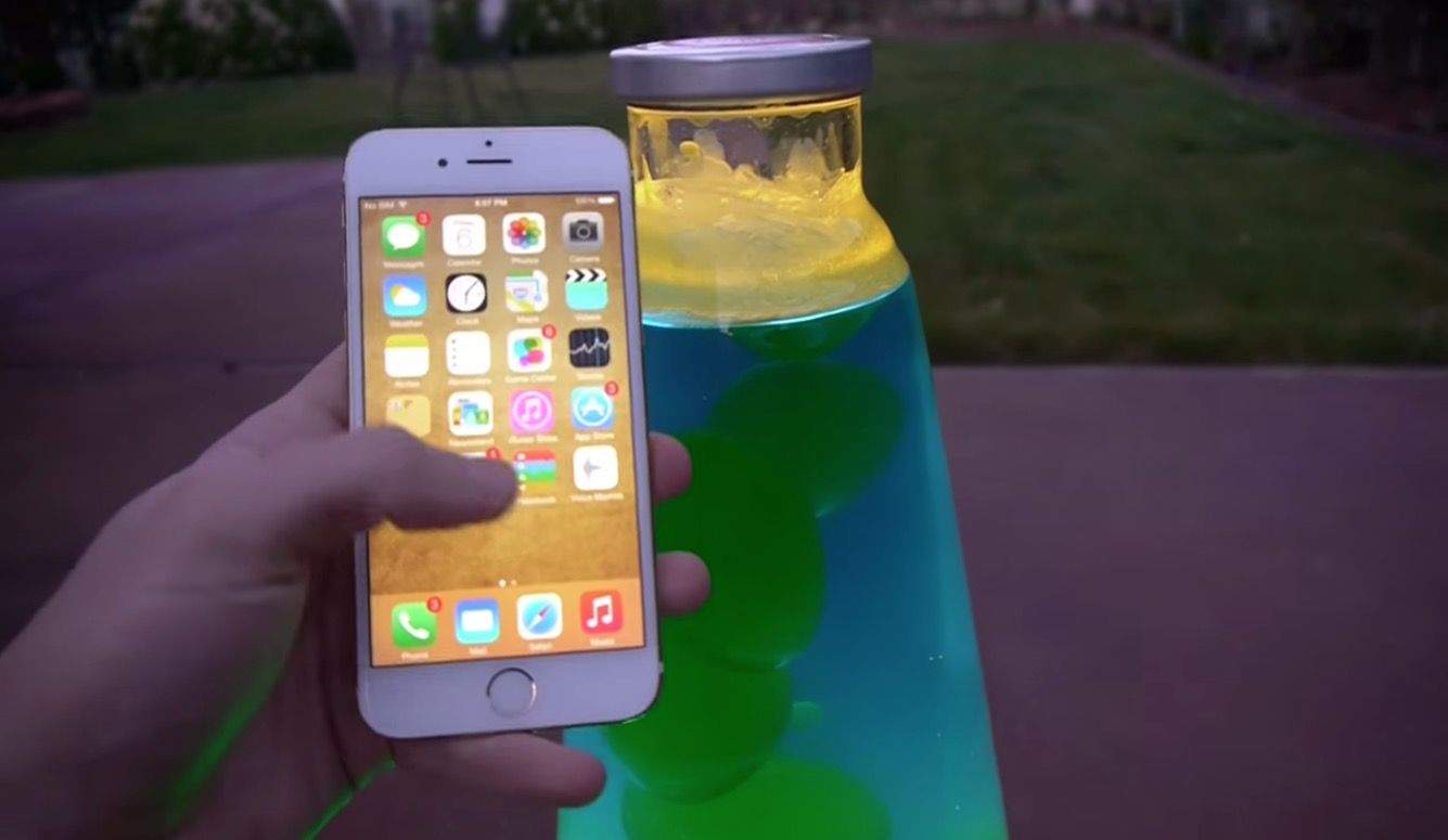 Bet you can never guess what happens when you dunk an iPhone 6 in a lava lamp. Screengrab: Cult of Mac
