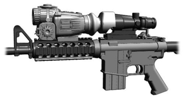 This illustration shows how the night vision scope clips onto a weapon. Photo: eBay