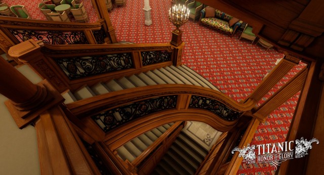Every detail of Titanic: Honor and Glory will be historically faithful, including this staircase. Photo: Four Funnels Entertainment