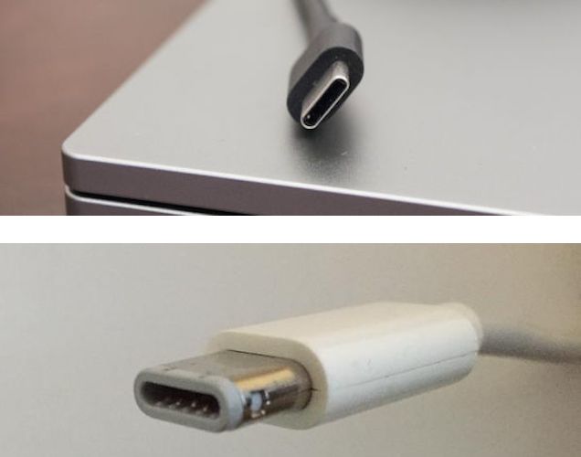 USB-C on top, Apple's Cinema Display power cord on bottom.