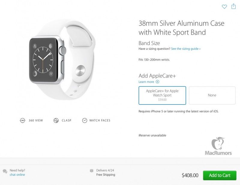 Here's how much Apple Watch AppleCare+ will cost