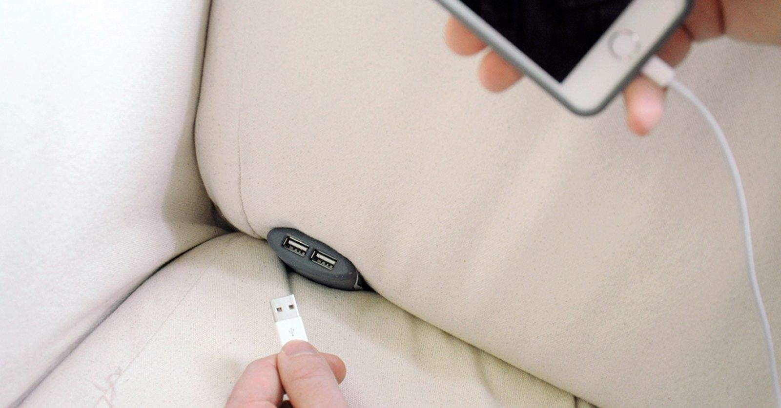 The Couchlet nestles between cushions or under a mattress to make for a more comfortable reach of your phone when charging. Photo: Trident Designs