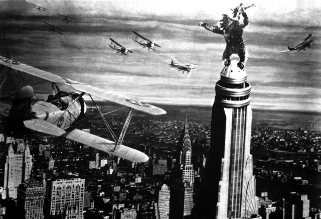King Kong defending himself from fighter planes during the 1933 film. Photo: Film still from King Kong