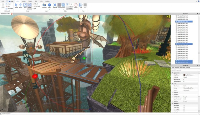 A screenshot showing the studio and toolbox young developers use on the gaming platform ROBLOX. Photo: ROBLOX