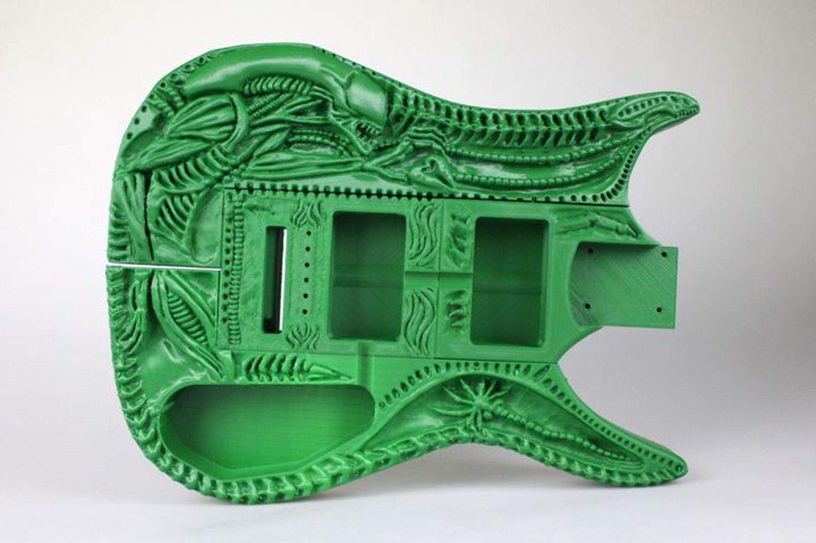 Let the creature from Alien inspire you to aggressively shred on this 3-D-printed guitar.