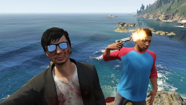 Grand Theft Auto V remains the only safe way to take a selfie with a gun.