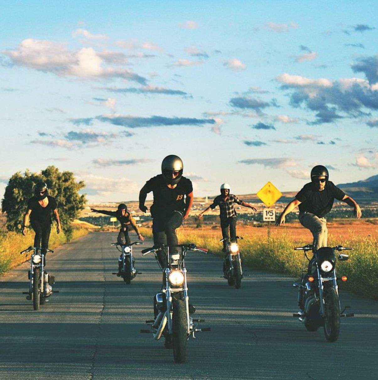 Surfing on motorcycles.