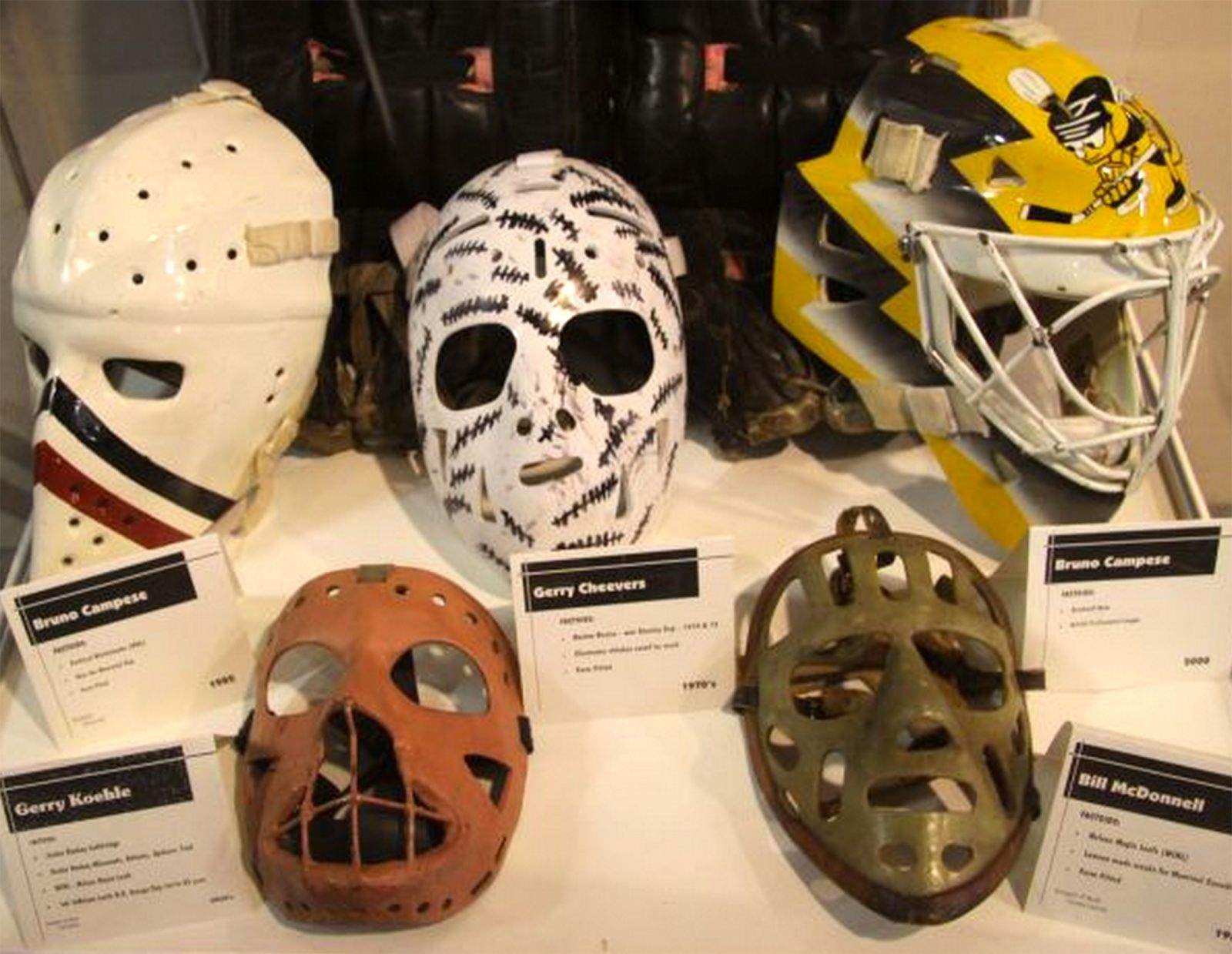 tafereel Boekwinkel Afhaalmaaltijd Hockey's goalie mask saved face and grew into work of art
