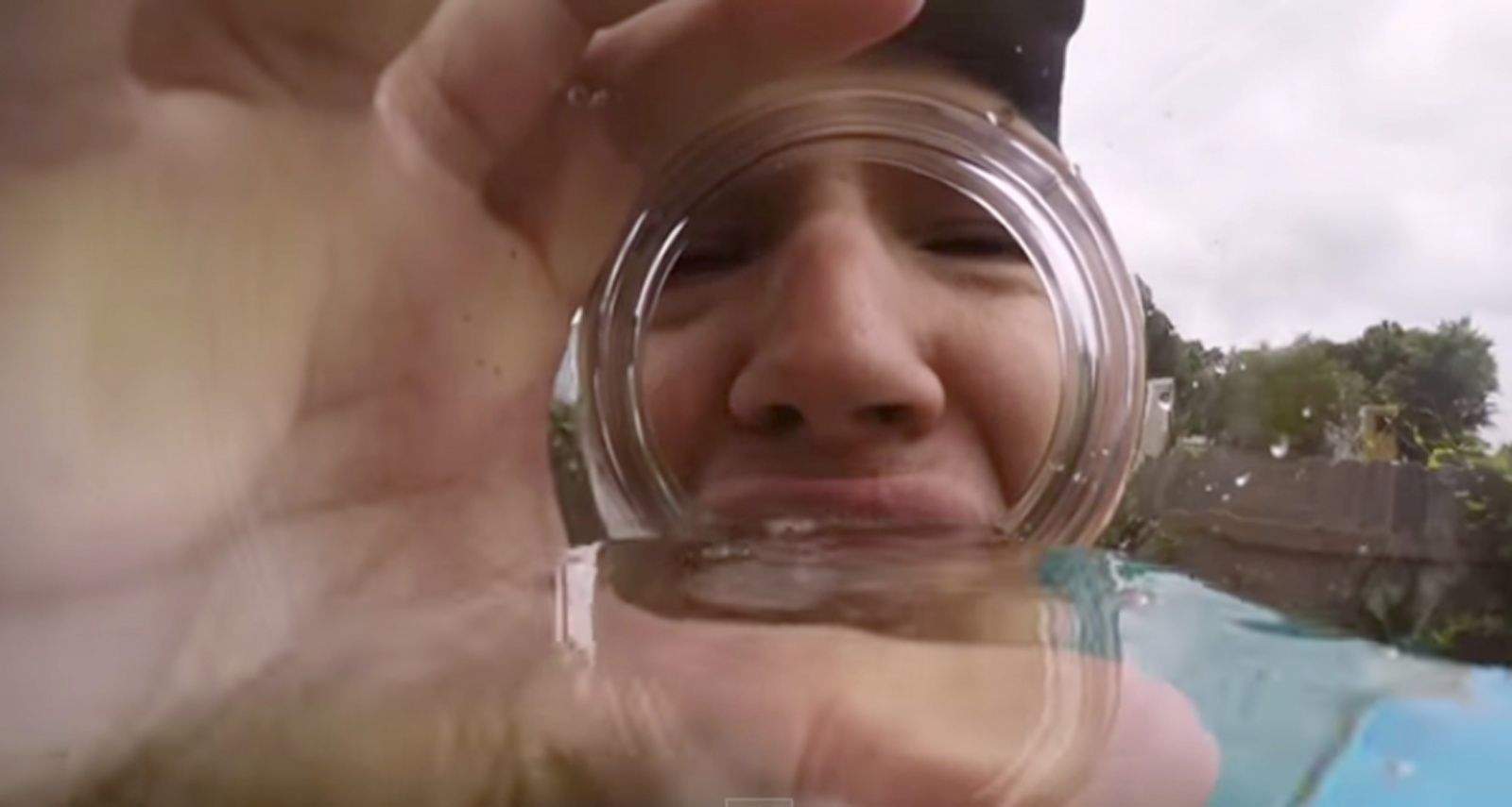 Drinking water becomes a spectator event when a GoPro camera is placed at the bottom of a bottle. Photo: Burger Fiction/YouTube