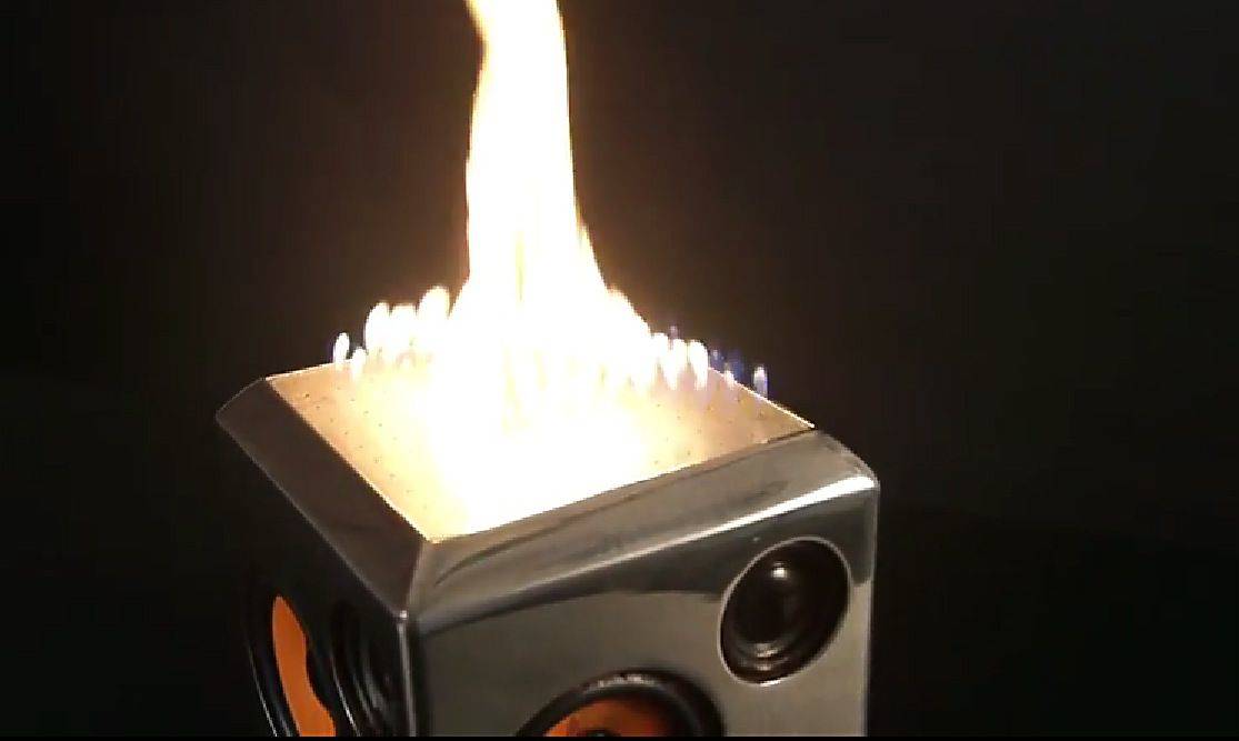 The Sound Torch Bluetooth speaker is ready to set your ears, and hopefully not your house, on fire. Photo: Sound Torch