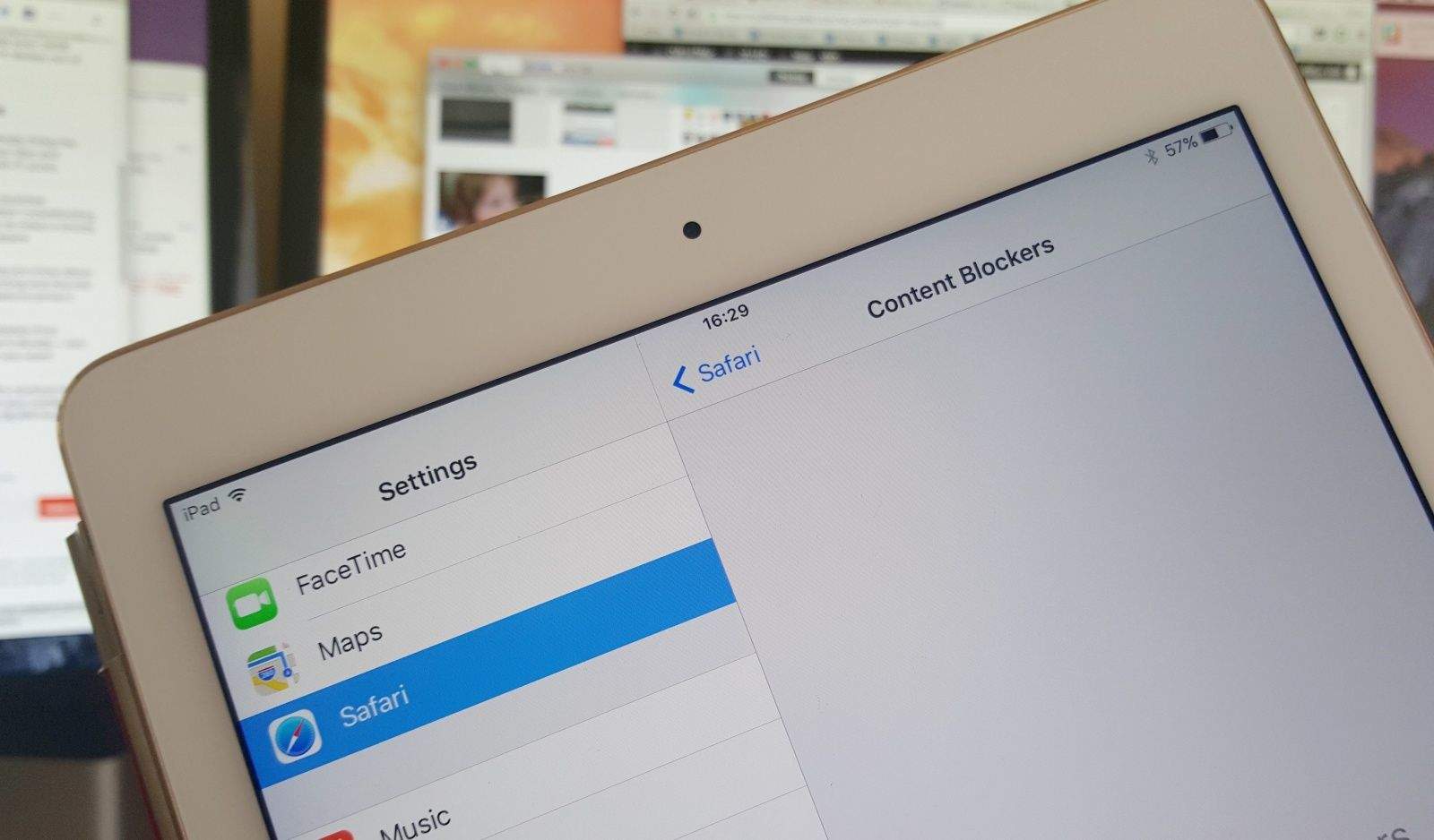 Safari's new Content Blockers settings in iOS 9.