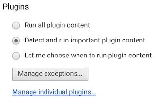Chrome plugin menu