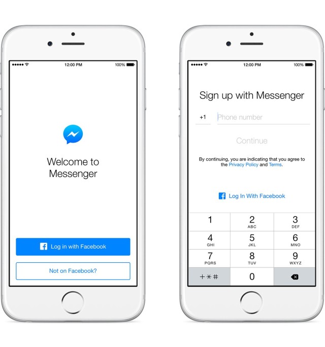 Facebook Messenger Sign Up iOS