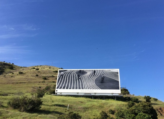 Brendan Ò Sé's photo on a billboard in California.
