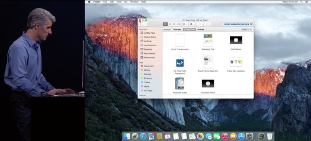 Craig Federighi demos search improvements in OS X El Capitan.