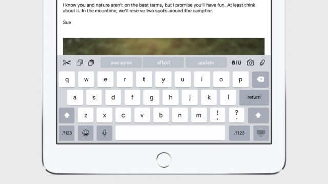 The iPad's new keyboard in iOS 9.