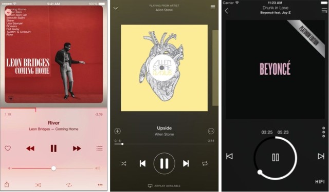 Apple Music, Spotify, and Tidal.