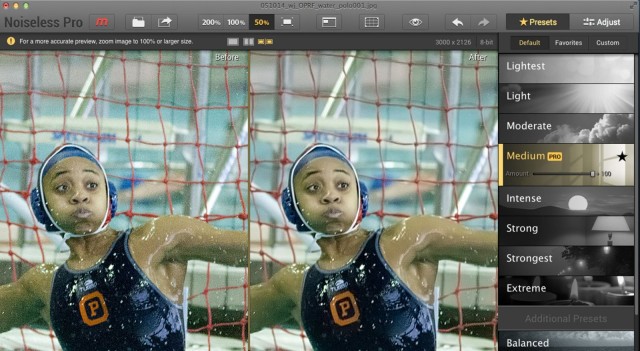 The shot is slightly soft but Noiseless took out some of the noise without further softening the sharpness of the image.