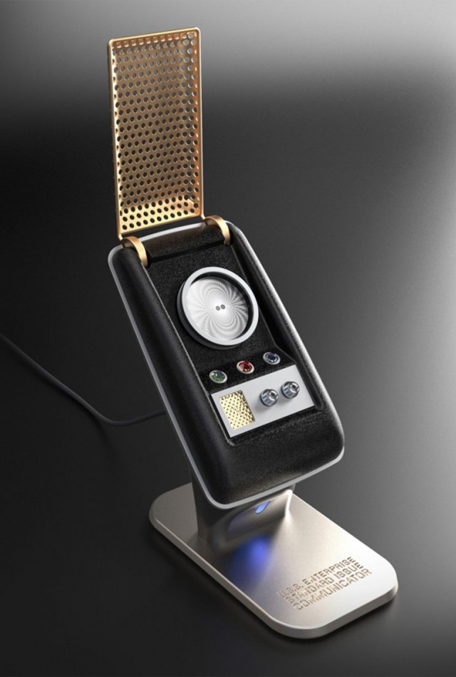 A wireless Stark Trek communicator with all the original series sound effects that works with Bluetooth technology.