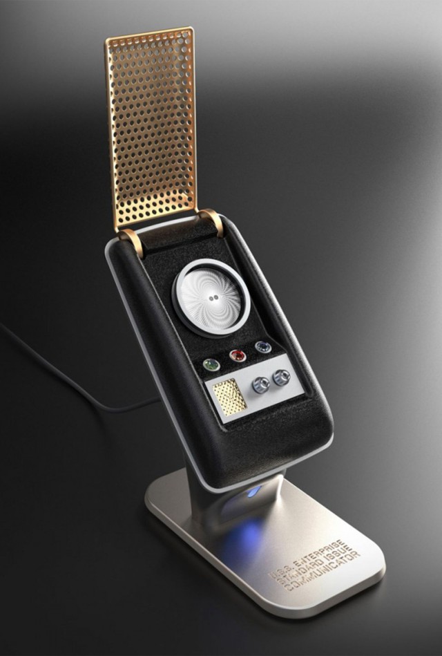 A wireless Stark Trek communicator with all the original series sound effects that works with Bluetooth technology.