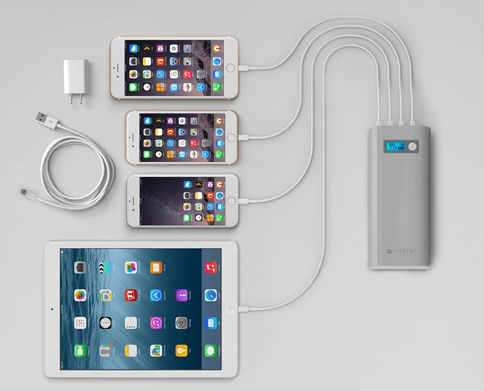 The Satechi SX20 portable power station can charge up to four devices.