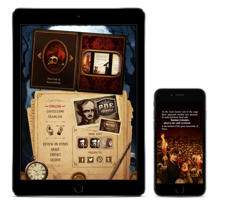 iClassics has three volumes of Edgar Allen Poe stories on the iTunes store.