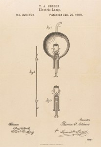 Simple and now iconic, the Edison lightbulb as it appeared in his application for a patent.