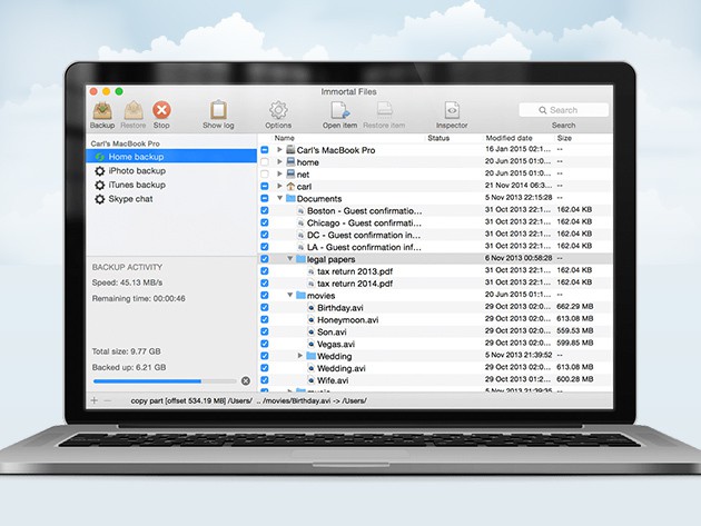 Immortal Files for Mac protects your data even through lost connections.