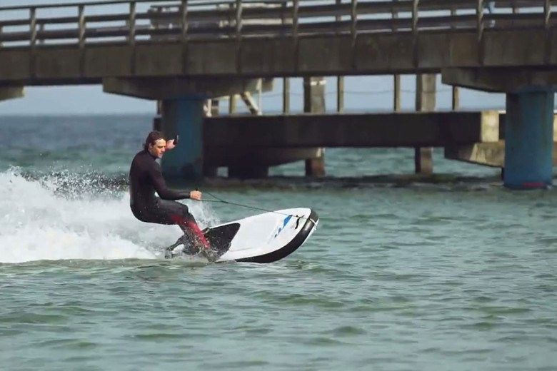 The Lapugna Air is an inflatable board with an electric motor.
