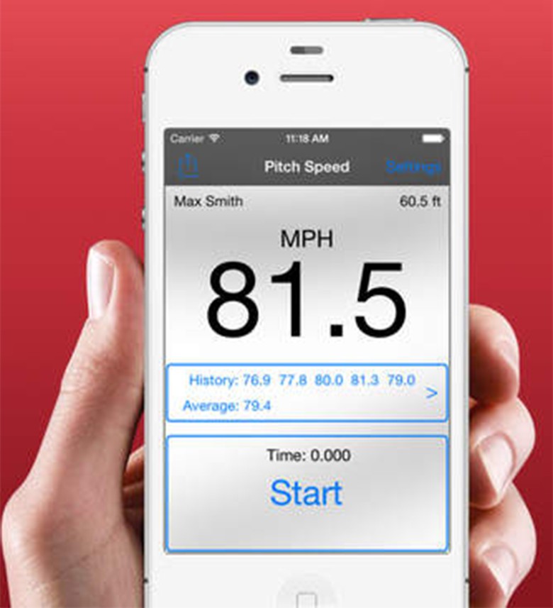 TTT Radar guns in baseball The iTunes store has apps for recording pitch speeds.