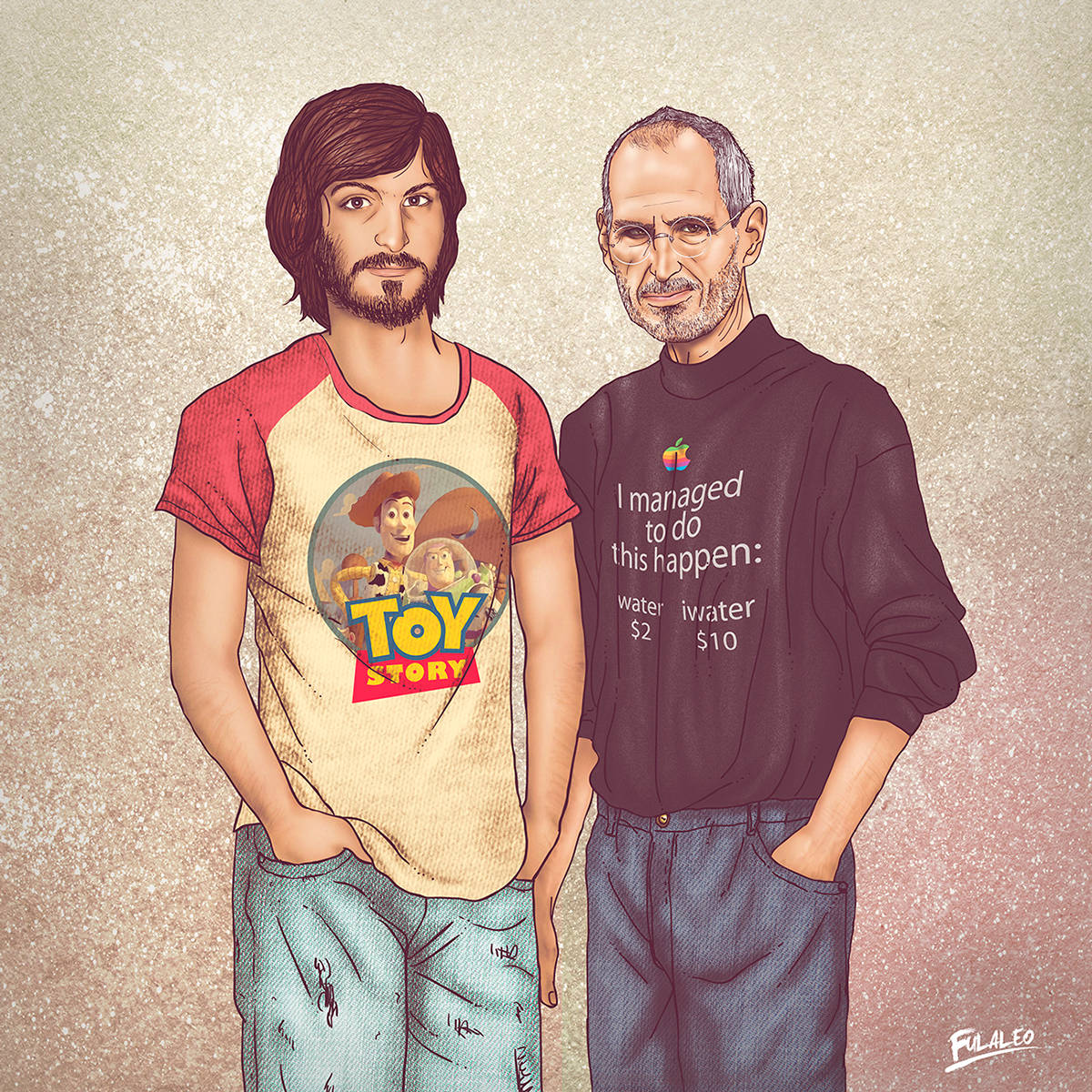 Steve Jobs before and after, with maybe a little judgement about water sales.