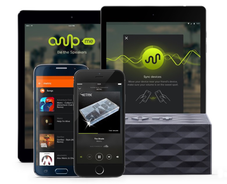 The app works with iOS and Android devices with music streaming from SoundCloud.