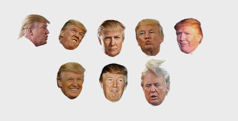 Happy, angry, incredulous or with fly hair, the painter can select the Trump of his or her choosing. 