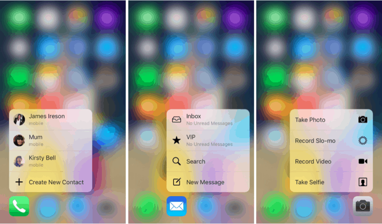 Quick Actions with 3D Touch.